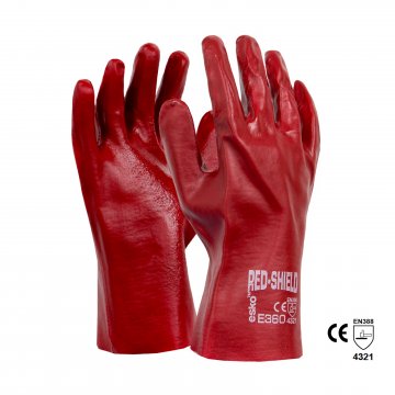 RED SHIELD' PVC single dipped glove, 27cm - Esko
