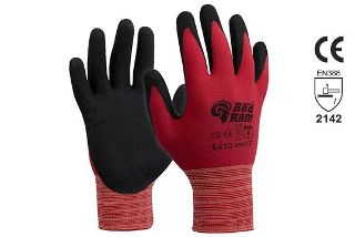 RED RAM' Black sandy Latex with Red Polyamide Liner, Size 8 - Esko