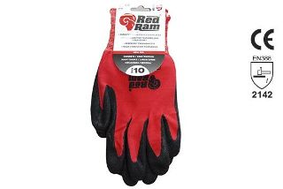 RED RAM' Black sandy Latex Red Polyamide Liner, w/header card - Esko
