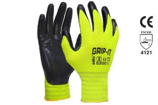 GRIP-IT' Black nitrile palm coating with Hi-vis nylon liner, Size 9 - Esko