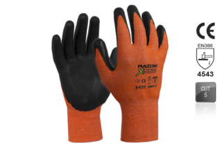 RAZOR X550 Nitrile coated Cut Resistant Level5 Orange SIZE 10 - Esko