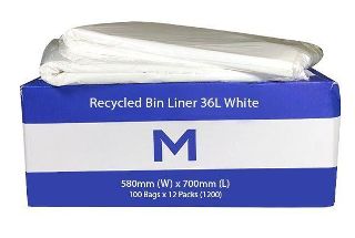Office Bin Liner Large 36L White - Matthews