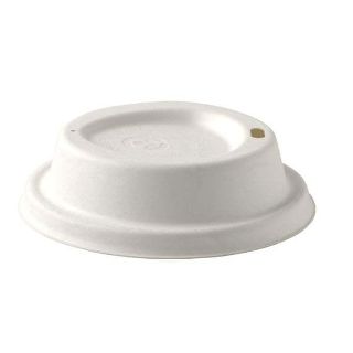 90mm Pulp Coffee Lids for 12 16 & 20oz, White - BioPak