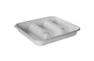 Sugarcane Square Taco Tray, 3 Compartment, 7x7in, White - Detpak