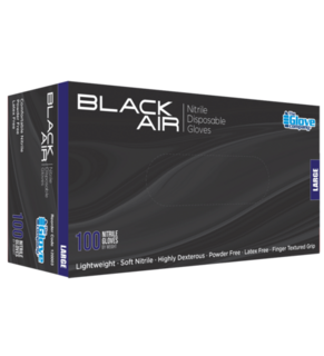 Nitrile Black Gloves PowderFree LARGE - Black Air