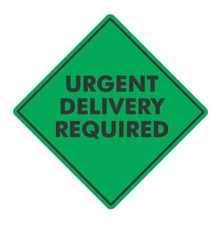 Urgent Delivery Handling Label - Green/Black, 99mm x 99mm Carton 12