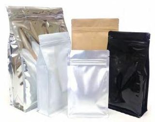 Flat Bottom with Zipper Food Pouch 500g White Shiny 150x80x255mm Carton 500
